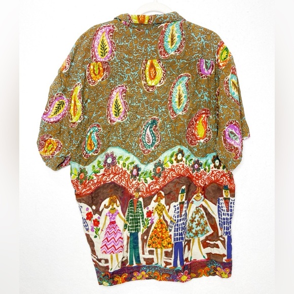 Vintage Jams World Buttons Hawaiian Shirt XL Jitterbug Print Pocket Short Sleeve - Picture 2 of 7